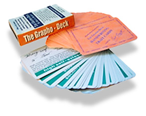 The paper cards called the Grapho-Deck shipped to your door. Small, portable, durable. 