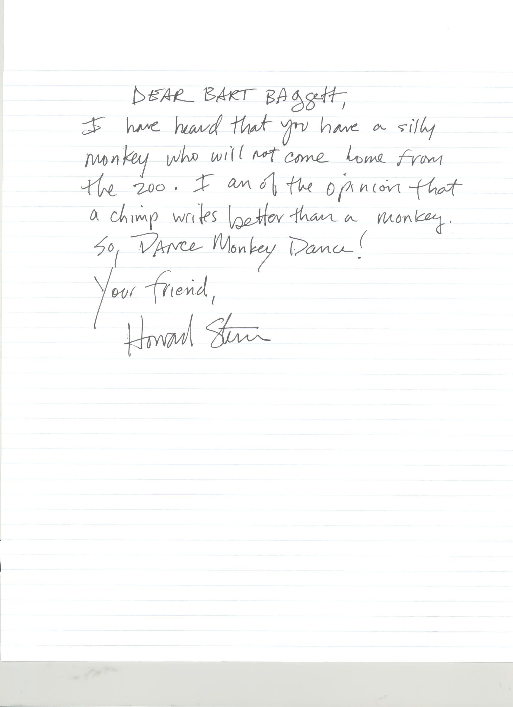 Howard Stern Signature and Handwriting sample