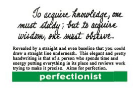 Perfectionist card shown in the Grapho-Deck handwriting flash cards. http://graphodeck.com/
