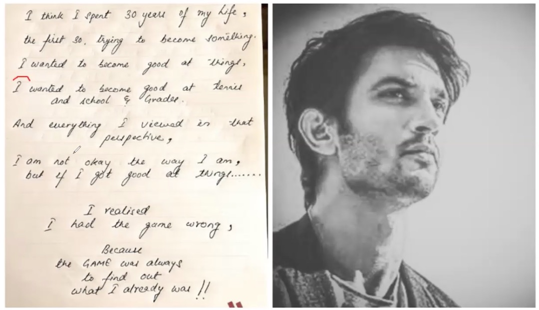 sushant suicide note