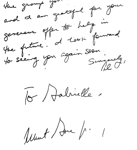 Al Gore Handwriting Sample