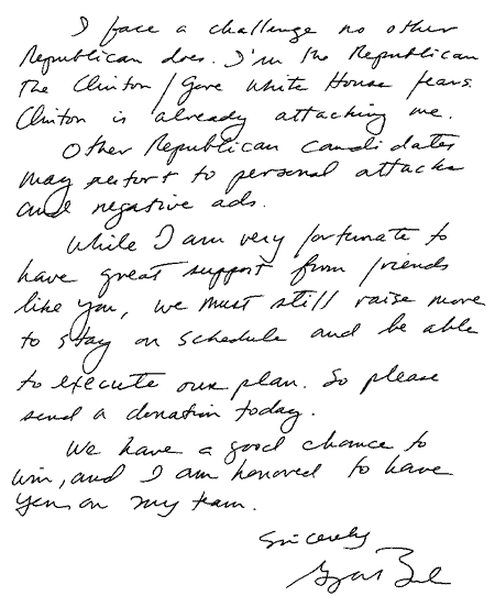George W. Bush handwriting sample